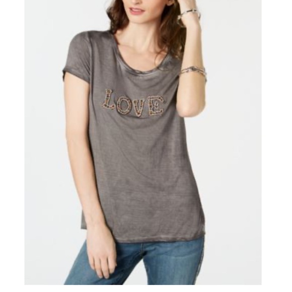 INC International Concepts Gray Love Graphic T-Shirt - Picture 1 of 8